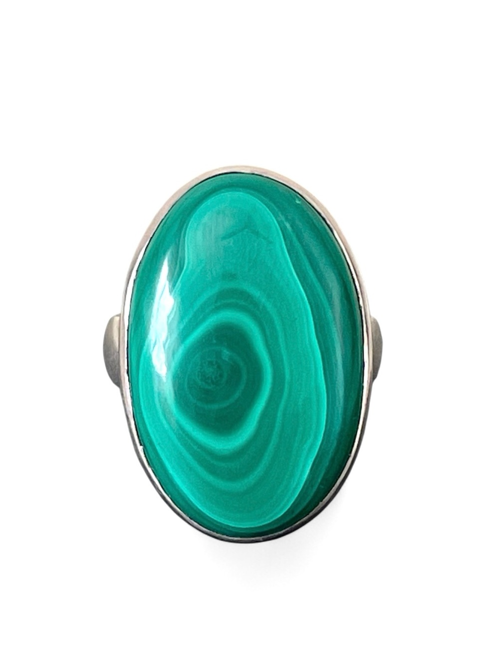 925 Sterling Silver Green Malachite Oval Ring US: 9 (26*16mm)